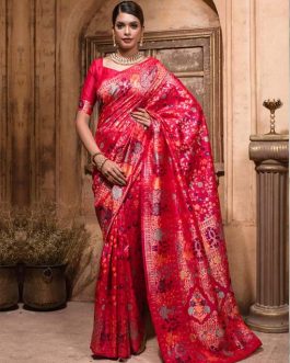 Vibrant Red Rich Banarasi Silk Saree