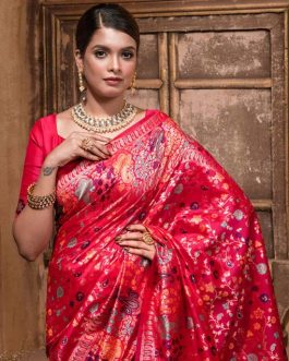 Vibrant Red Rich Banarasi Silk Saree